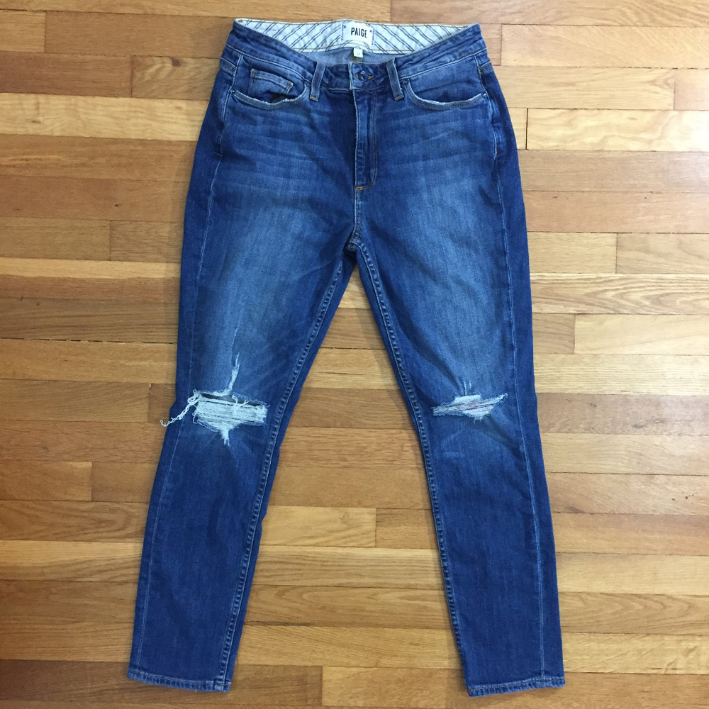 PAIGE Carter Slim Distressed Women's Blue Jeans 28